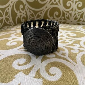 Handmade Metal Woven Bracelet with Round Centerpiece